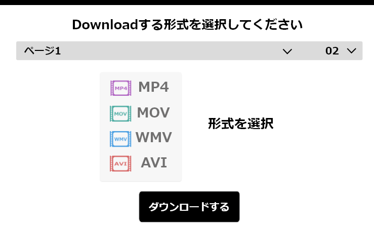 動画形式選択画面